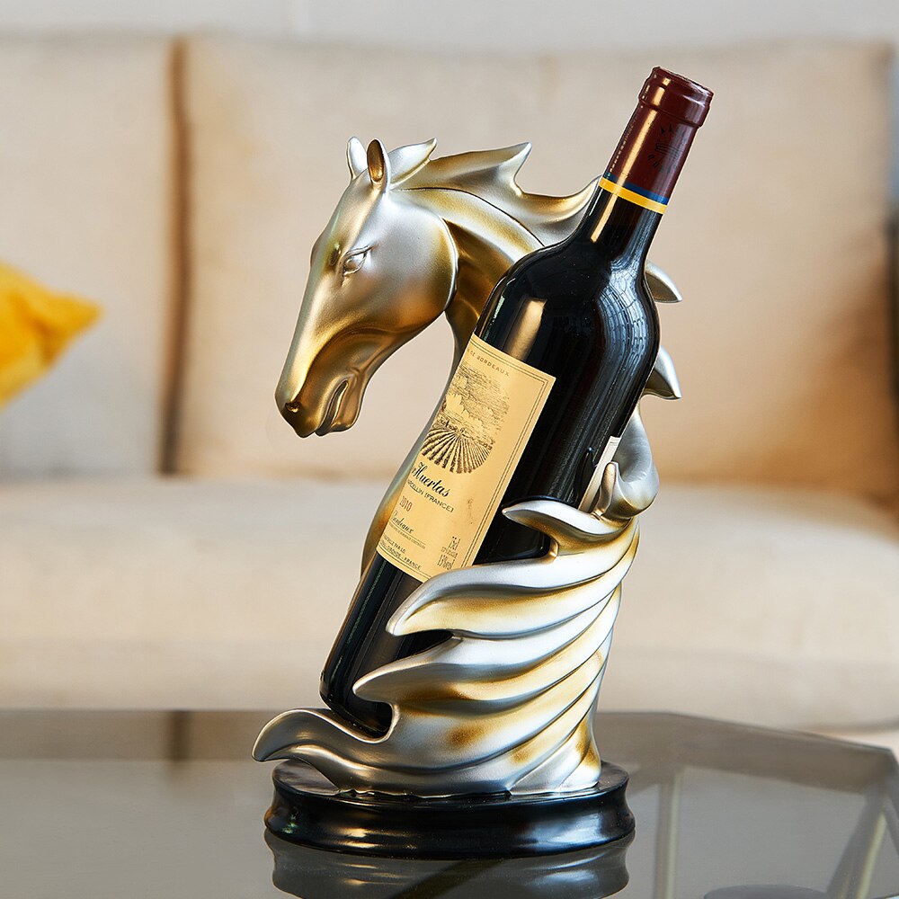 Suporte de Vinho Estatueta Cabeça de Cavalo