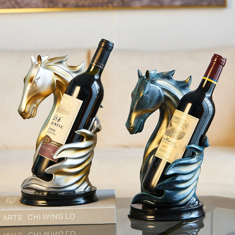 Suporte de Vinho Estatueta Cabeça de Cavalo