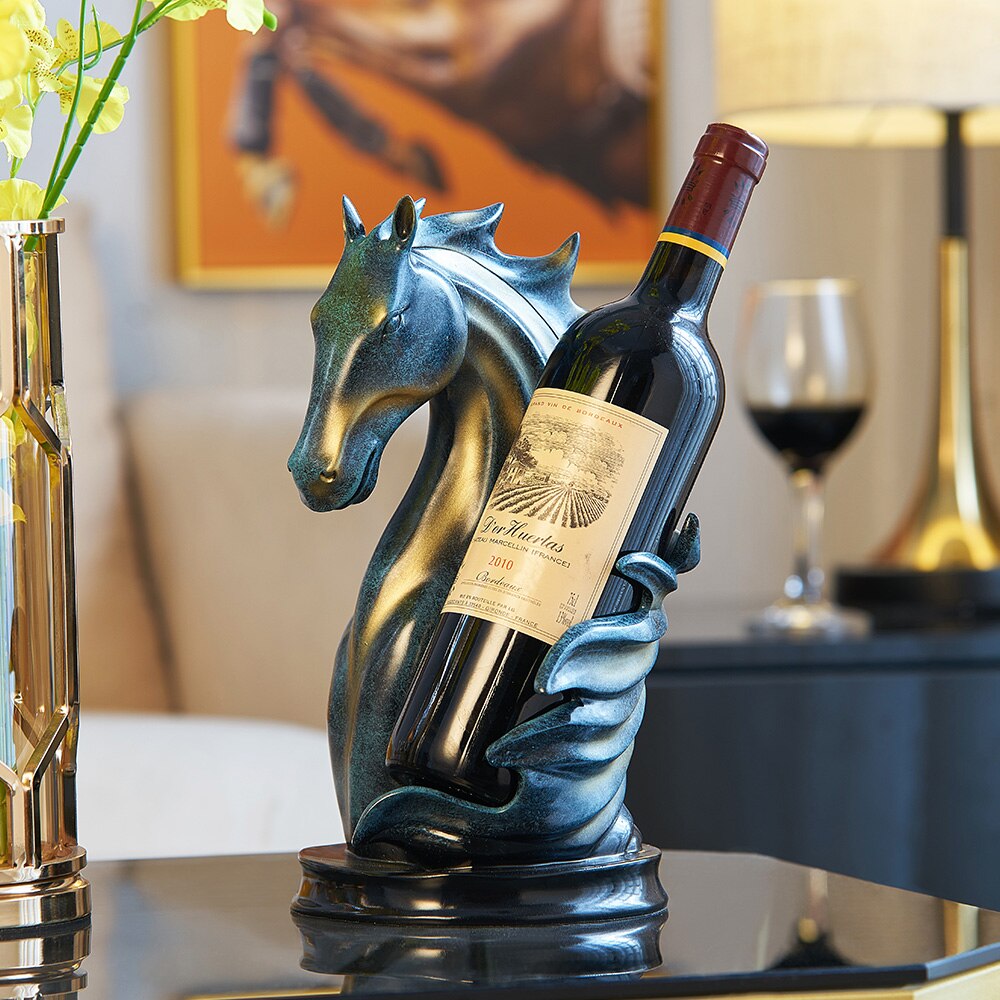 Suporte de Vinho Estatueta Cabeça de Cavalo