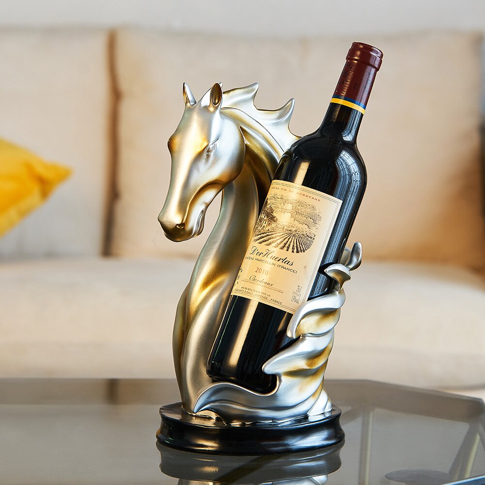 Suporte de Vinho Estatueta Cabeça de Cavalo